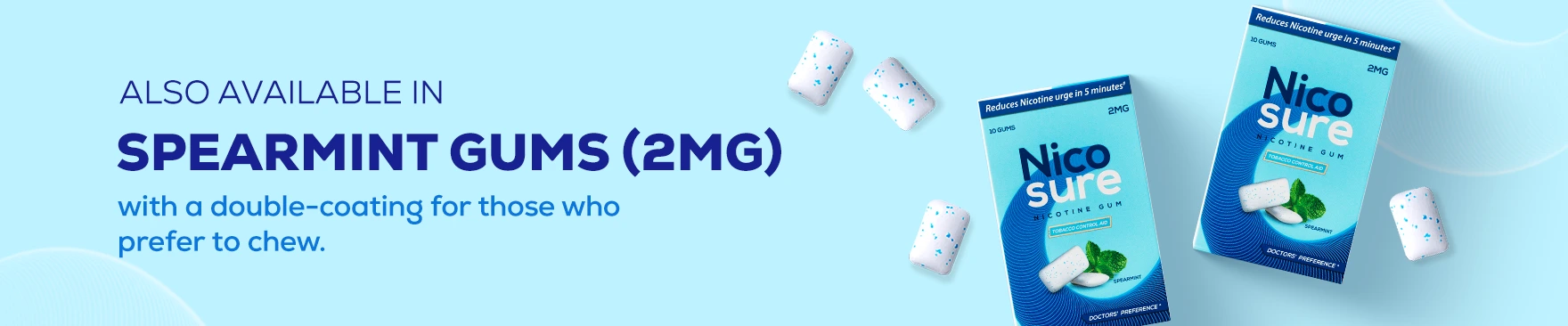 Nicosure 2mg Nicotine Spearmint Gums for tobacco cessation