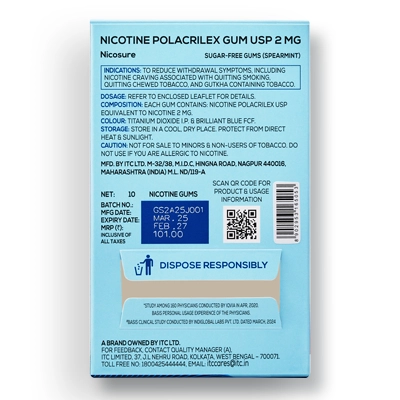 Nicosure Spearmint Gum Product Information
