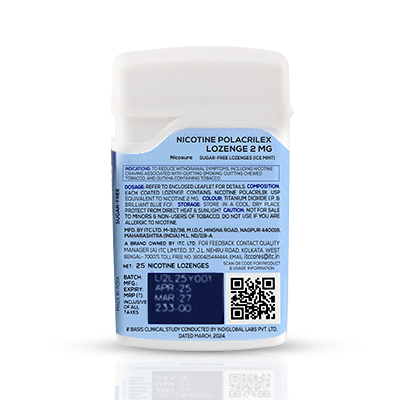 Nicosure Ice Mint Lozenges Container with Product Details