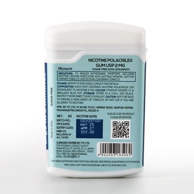 Nicosure Spearmint Gum Container with Product Details