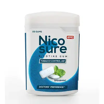 Nicosure Nicotine Gums – 4mg (Spearmint Flavor) Container Pack